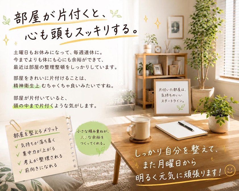 🧹部屋を片付けると、頭の中までスッキリする？